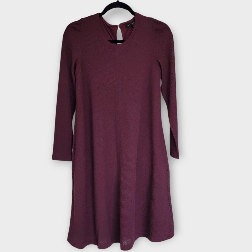 Downeast Shift Purple Plum Round Neck Long Sleeve Dress Women Sz S